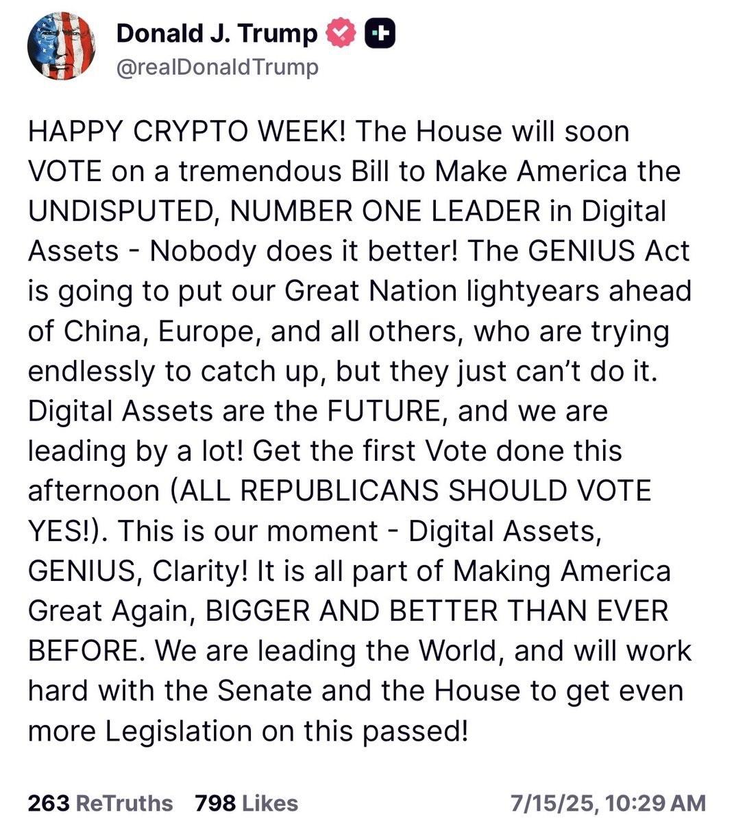 President Trump endorsing cryptocurrency