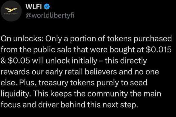 WLFI DeFi project token unlock plan