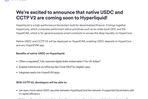 Circle Hyperliquid Announcement