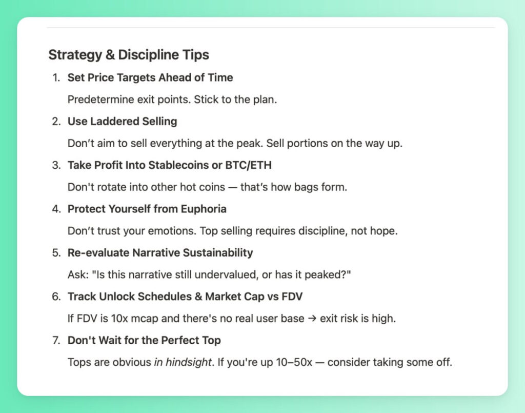 Crypto Selling Strategy