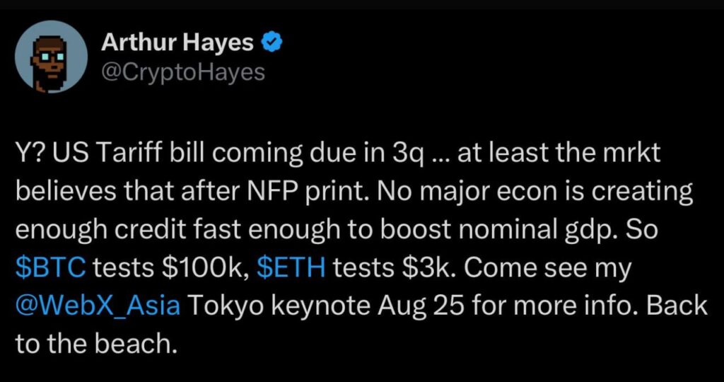 Arthur Hayes Initiates Sell-off