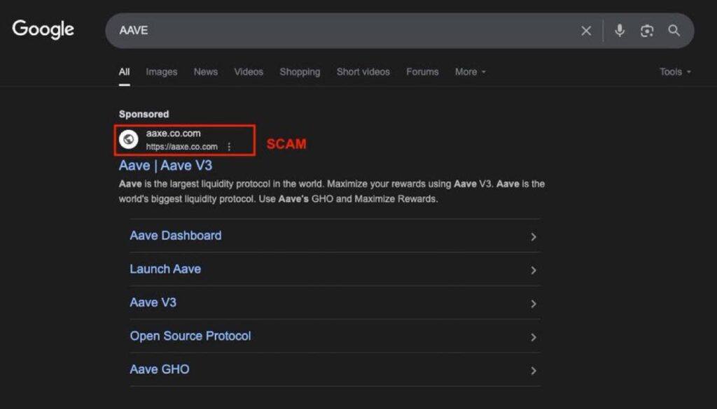 Fake Aave Ads Phishing Campaign