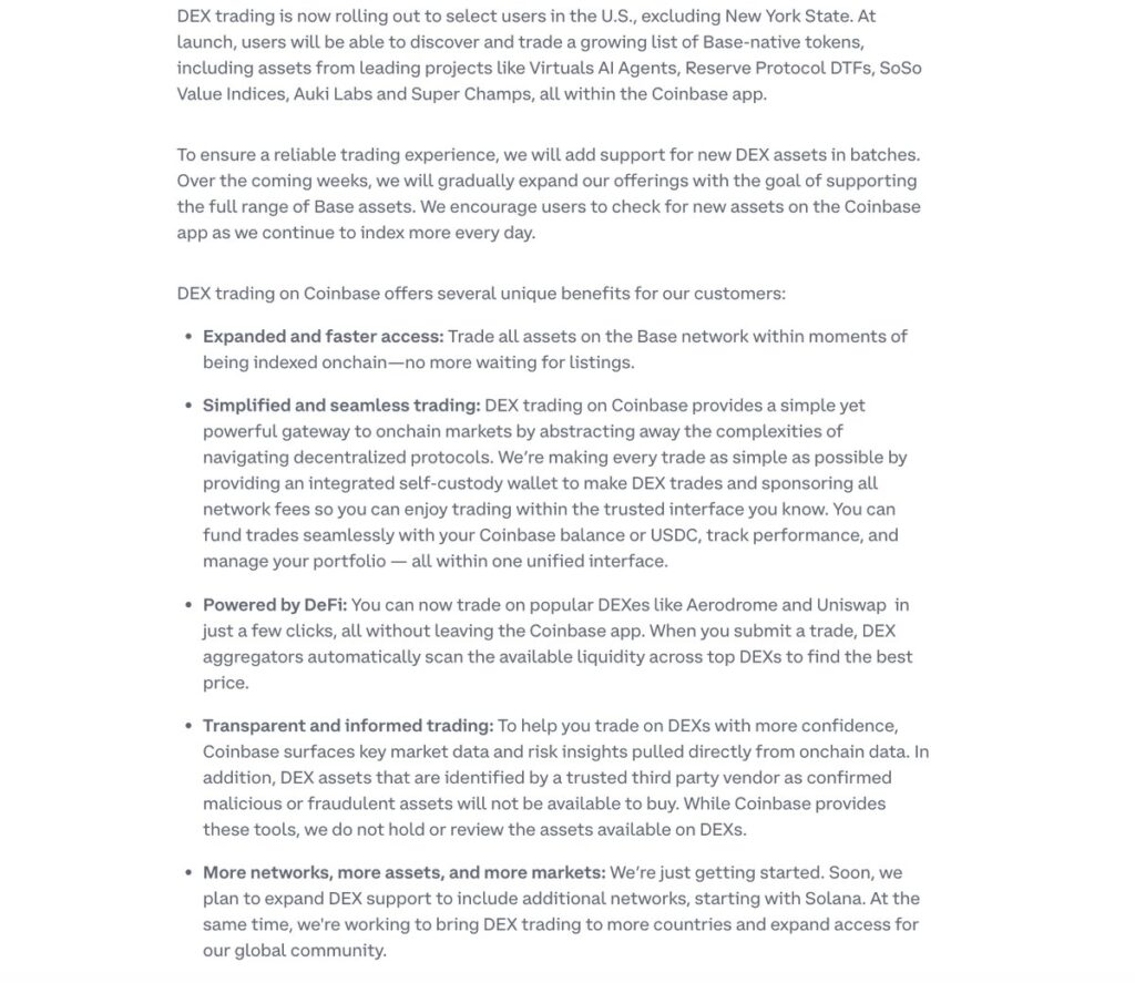 Coinbase DEX Trading