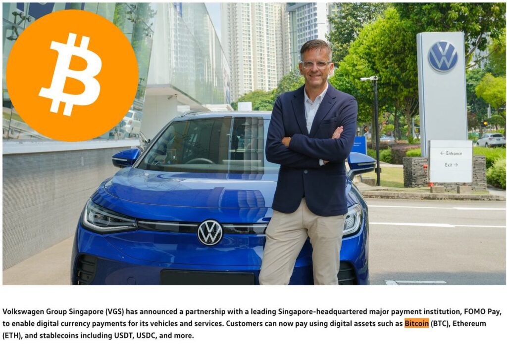 Volkswagen Group Singapore Bitcoin