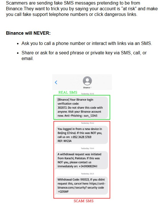 Binance SMS scams