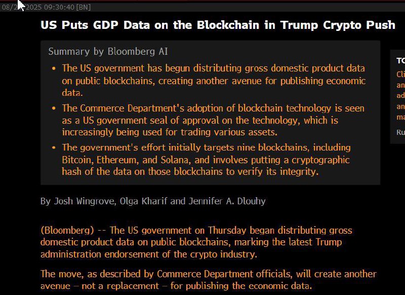 US GDP Data Published on Bitcoin Blockchain