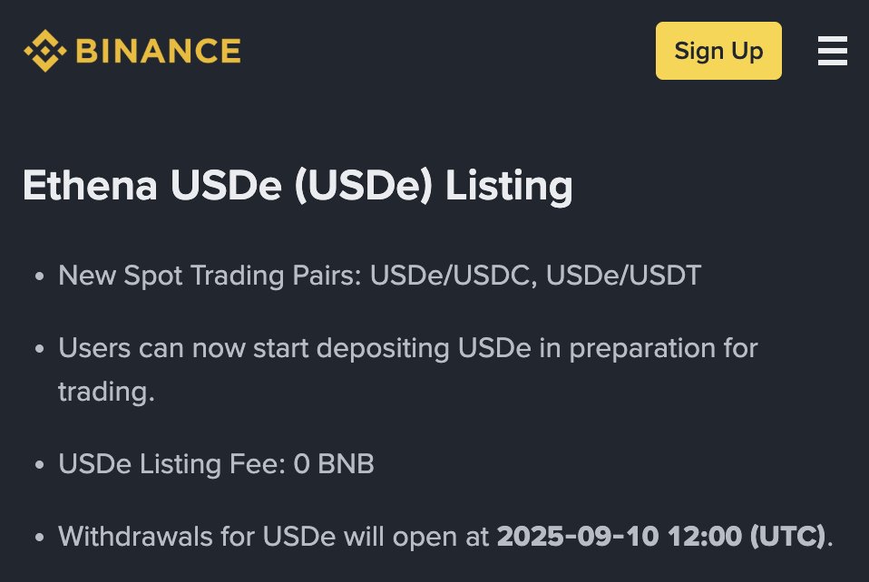 Binance Listing Ethena Stablecoin
