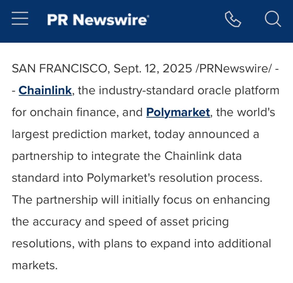 Polymarket Chainlink collaboration
